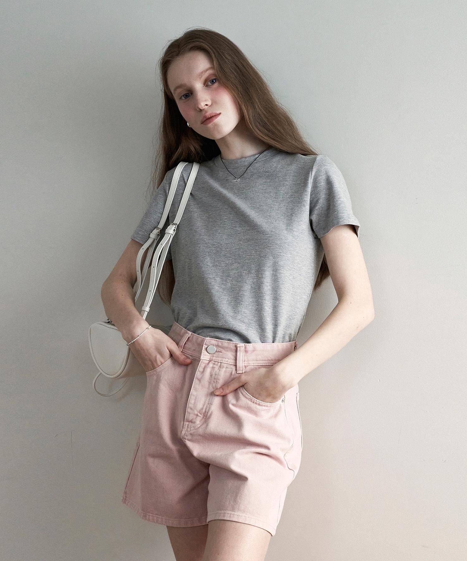 Roeil Soft Basic Short Sleeve T-Shirt - Melange Gray Free