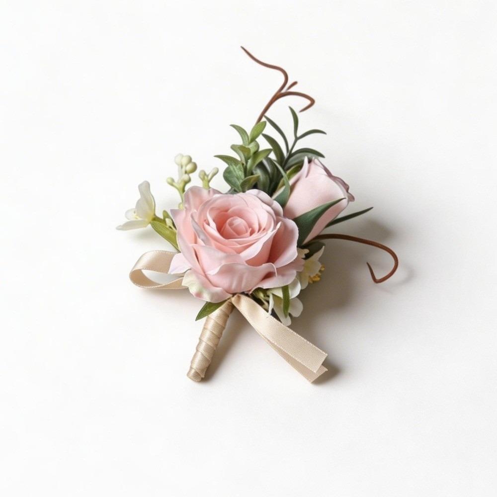 Eleganckie Sztuczne Boutonniere Kwiaty Jedwabne Kwiaty Kwiat na Piersi Pana Broszka z Róży Studniówka