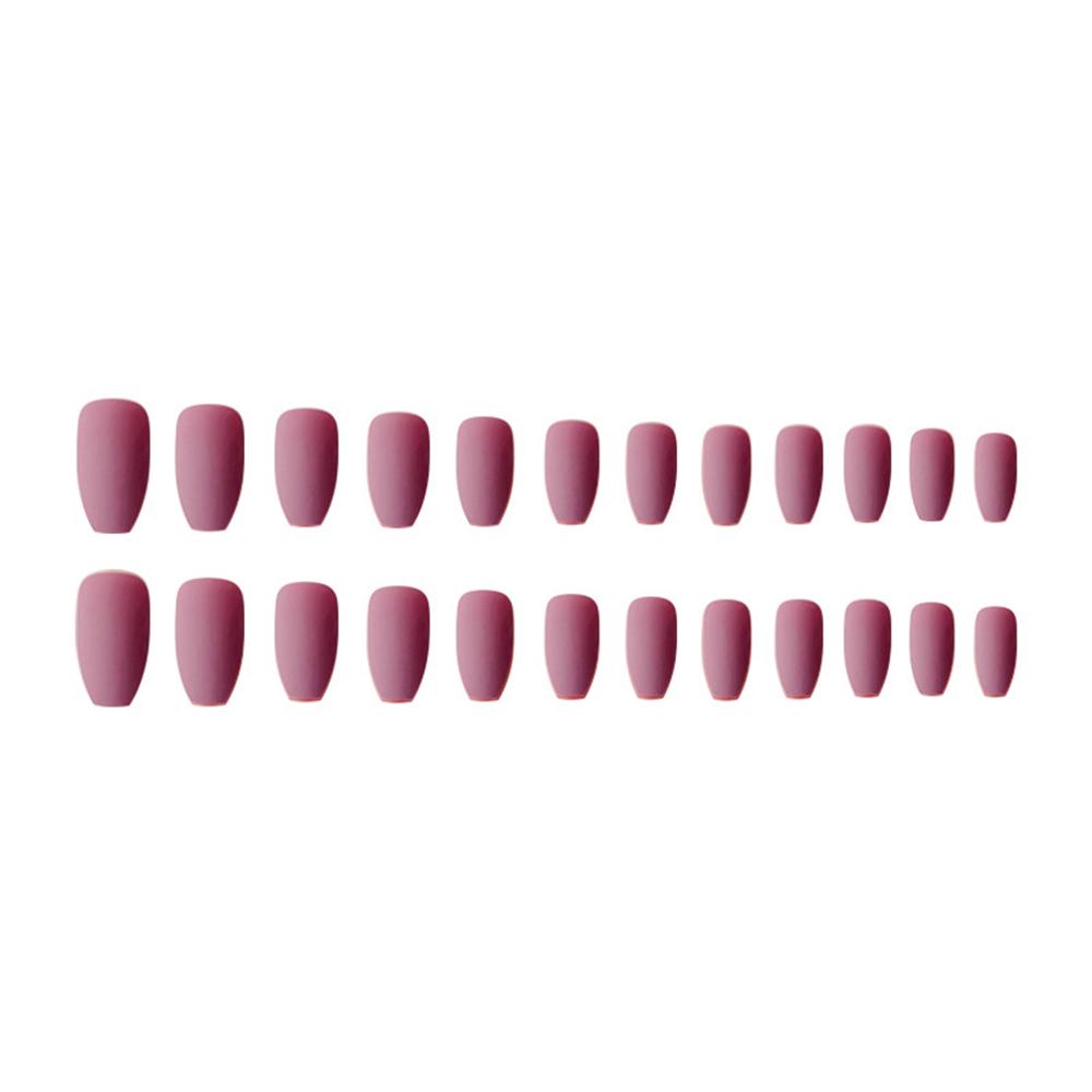 24ks Ballerina Pure Color Matte Coffin Nails Full Cover Medium Falešný Gel Matný lis na nehty