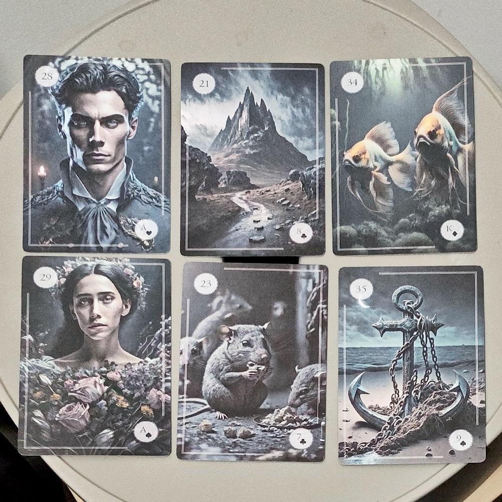 The Moonlight Night Lenormand Oracle Deck - 9*6cm 44 Cards Gothic Fantasy Divination Cards Double-embossed Cardstock
