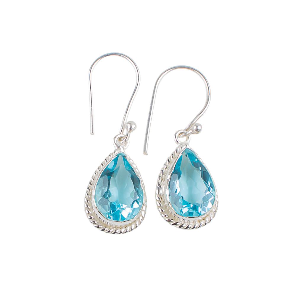 Sky Blue Topaz Gemstone 925 Sterling Silver Jewelry Drop/Dangle Earrings 1.40" EE-9-2