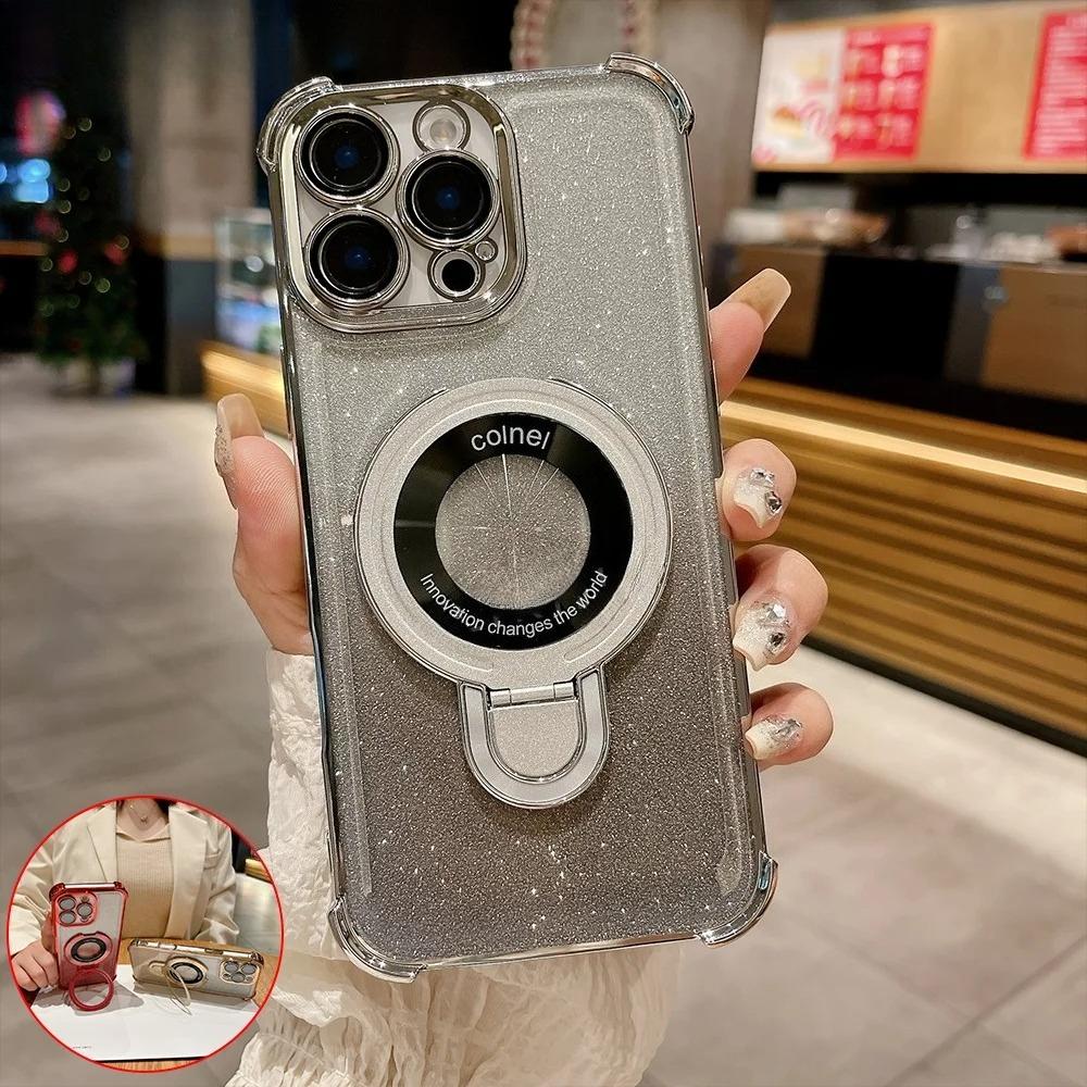 Luxury Magnetic Glitter Phone Case For Xiaomi 14T 13T 12T Pro 14 15 Ultra 11 Lite 5G NE 15 12S 12X Bracket Protective Cover