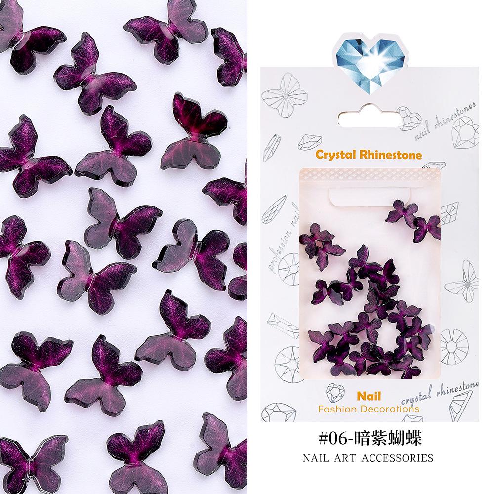 

Xiaohongshu Spice Girl Объемный дизайн ногтей с бабочками Ювелирные изделия Ретро Темные аксессуары для ногтей Смола