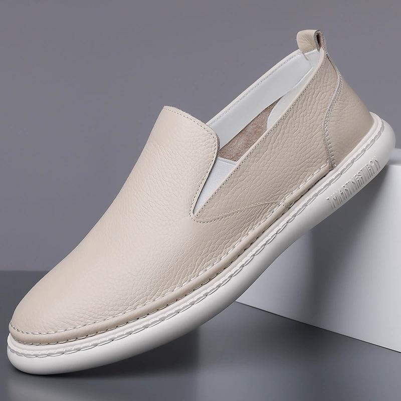 Mens Leather Shoes Slip On Soft Loafers Non Slip Breathable Driving Flats Spring Walking Office Work Shoes Mocassin Homme