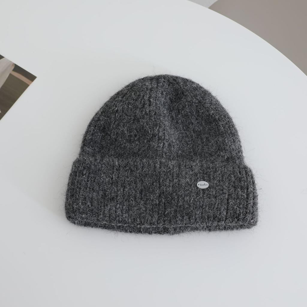 Labeled Knitted Hat for Women in Autumn and Winter New Warm and Thickened Cold Hat That Looks Smaller