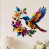 Hummingbird Wall Art Hangable Wall Sculpture With Flower Metal Hummingbird Decor For Garden Patio Fence Porch Yard Home Living