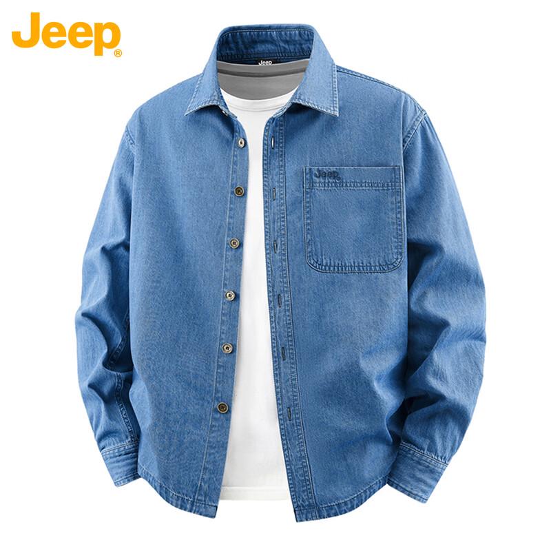 JEEP Men's Washed Cotton Long Sleeve Shirt