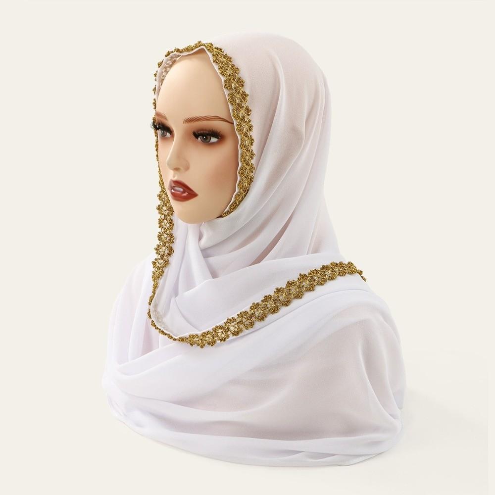 Golden Wave Modest Covering Scarf Chiffon Material Shawl Wrap New Eid al-Fitr Hijab  Arab Style