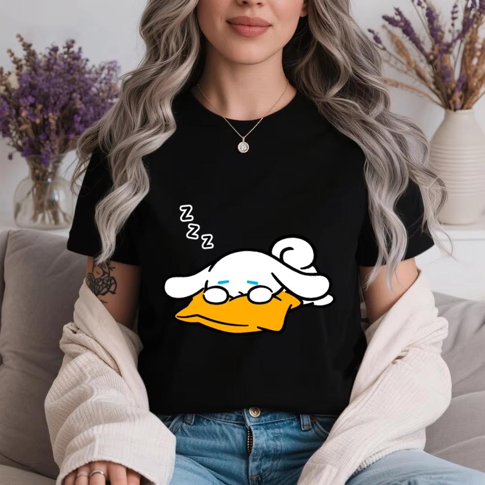 

2026 Summer Cinnamoroll Starry Snooze Print Soft Cotton Womens T Shirt Casual Comfy Sleep Tee Top S