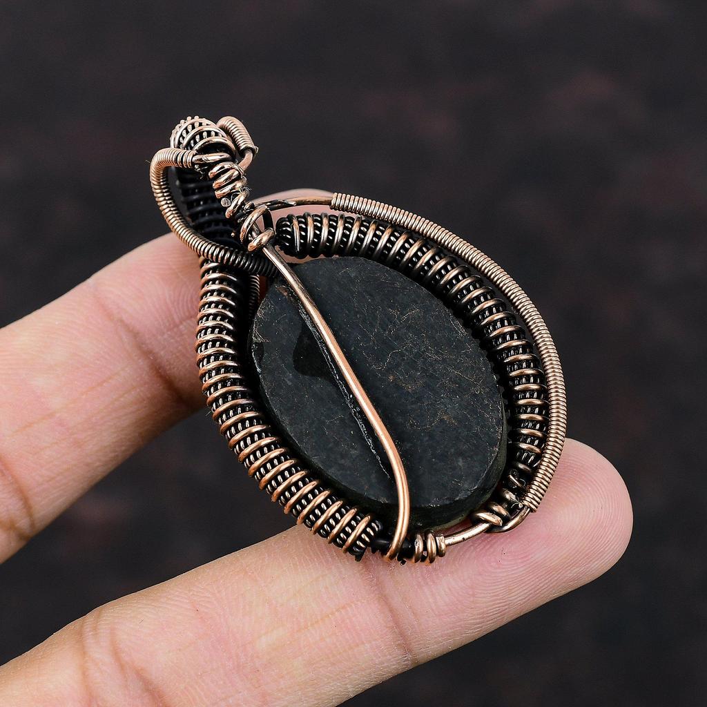 Abalone Shell Pendant Copper Wire Wrapped Gemstone Jewelry Handmade Pendant Boho Hippie Jewelry Gift For Women Copper Wire Wrapped Pendants