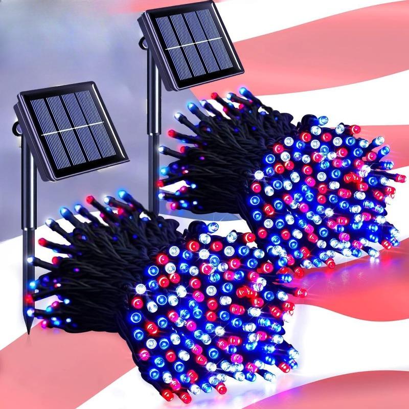 Solarne Lampki Sznurkowe Zewnętrzne Wodoodporne, LED-owe Solarne Lampki Świąteczne z 8 Trybami Oświetlenia, Zasilane Solarnie Oświetlenie Drzewka na Zewnątrz na Patio, Podwórko, Ogród