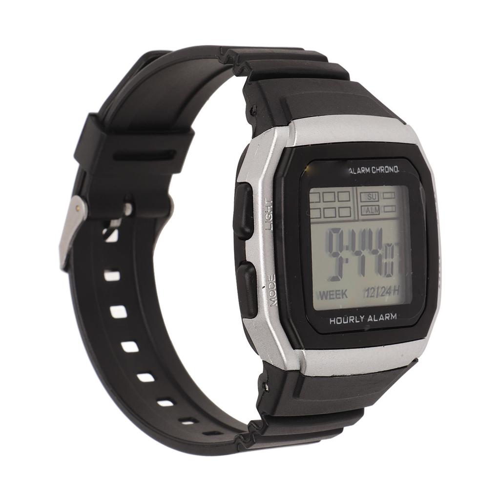 Sport Digital Watch Multifunction Shockproof Waterproof Retro Classic Digital Chronograph Watch for Students Men Silver
