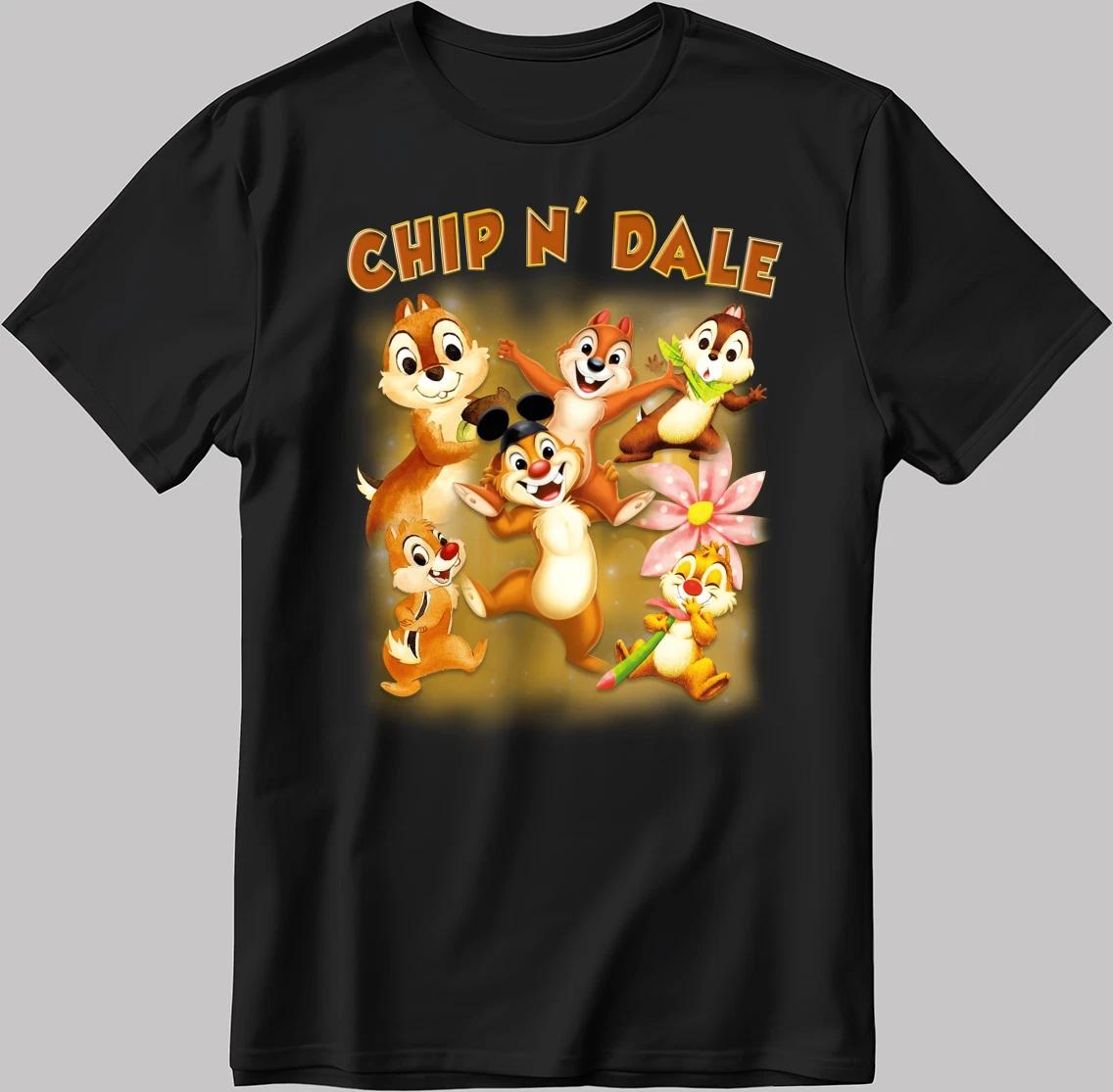 Chip n Dale Short Sleeve White-Black Men s-Women s T Shirt C513 L