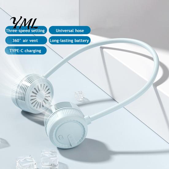 Outdoor Sports Cooling Device Portable Neck Fan, Hands Free Bladeless Fan with 3 Speed, USB Wearable for Travel Rechargeable Quiet Personal