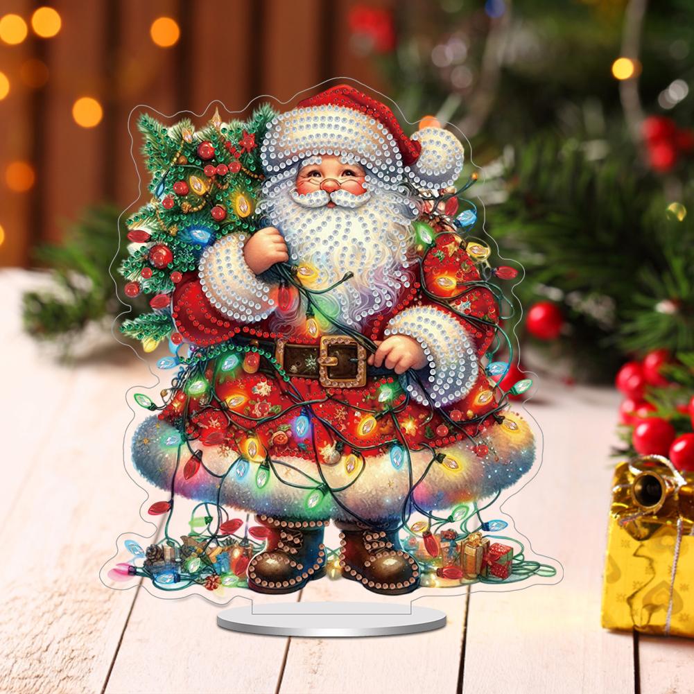 Acrylic Special Shaped Christmas Table Top Diamond Painting Ornament Kits Desktop Diamond Art Kits for Home Office Desktop Decor
