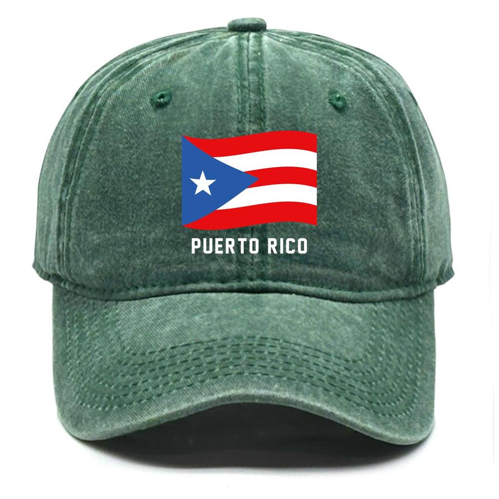 Puerto Rico Flag Waves Print Verstellbare Baseballkappe, Patriotische Papa-Kappe Verstellbare Schnalle Trendiger Vintage-Schnitt Snapback Sonnenhut
