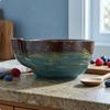 Drain Bowl Slotted Spout Layered Texture Dark Green