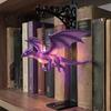 Magische Bücherregal Dekoration Fliegende Drachenlampe Warmes Hänge-Nachtlicht Fantasy-Skulptur mit Ständer Lese-Ecke Dekor Einzigartiges Geschenk für