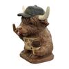 Highland Cow Desk Statue, Funny Middle Finger Cow Figurine with Coffee Cup & Sassy Sign, Cute Farmhouse Desktop Decor, Gag Gift for Coworkers, Office