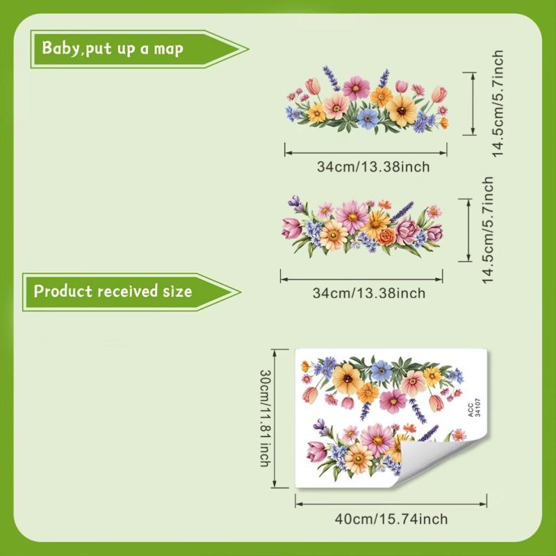 Floral Toilet Sticker Waterproof Moisture Proof Removable Bathroom Wall Toilet Lid Decal for Small Bathroom Upgrade