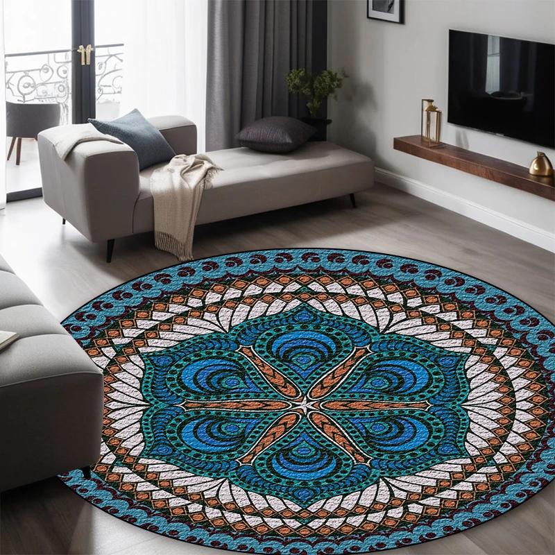 Round Short Pile European Carpets for Living Room Decoration Rugs for Bedroom Decor Carpet Non-slip Area Rug Persia Floor Mats