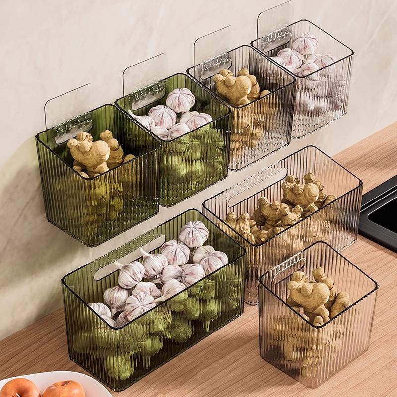 

Bathroom Toilet Wall No Punch Wall Hanging Kitchen Storage Basket small 1PC прозорий