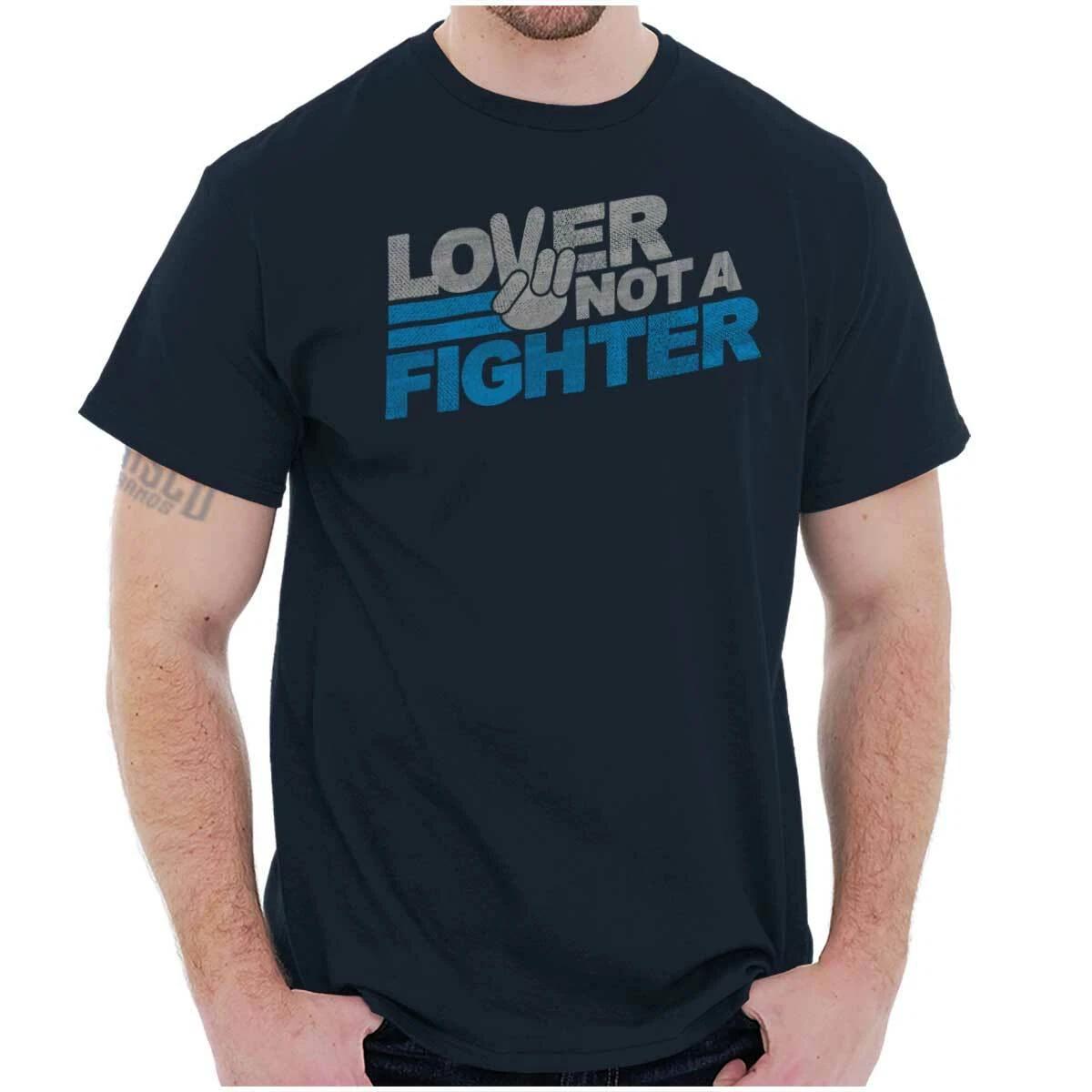 Lover Not Fighter Peace Social Justice Gift Womens or Mens Crewneck T Shirt Tee XS