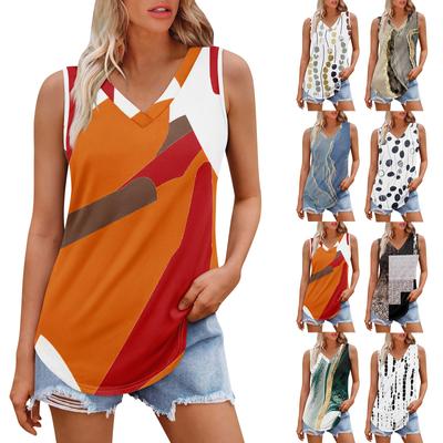 Women's Girl V Neck Tank Top Printing Casual  Top Tank Tops For Women Loose Fit Sleeveless Tops Flowy