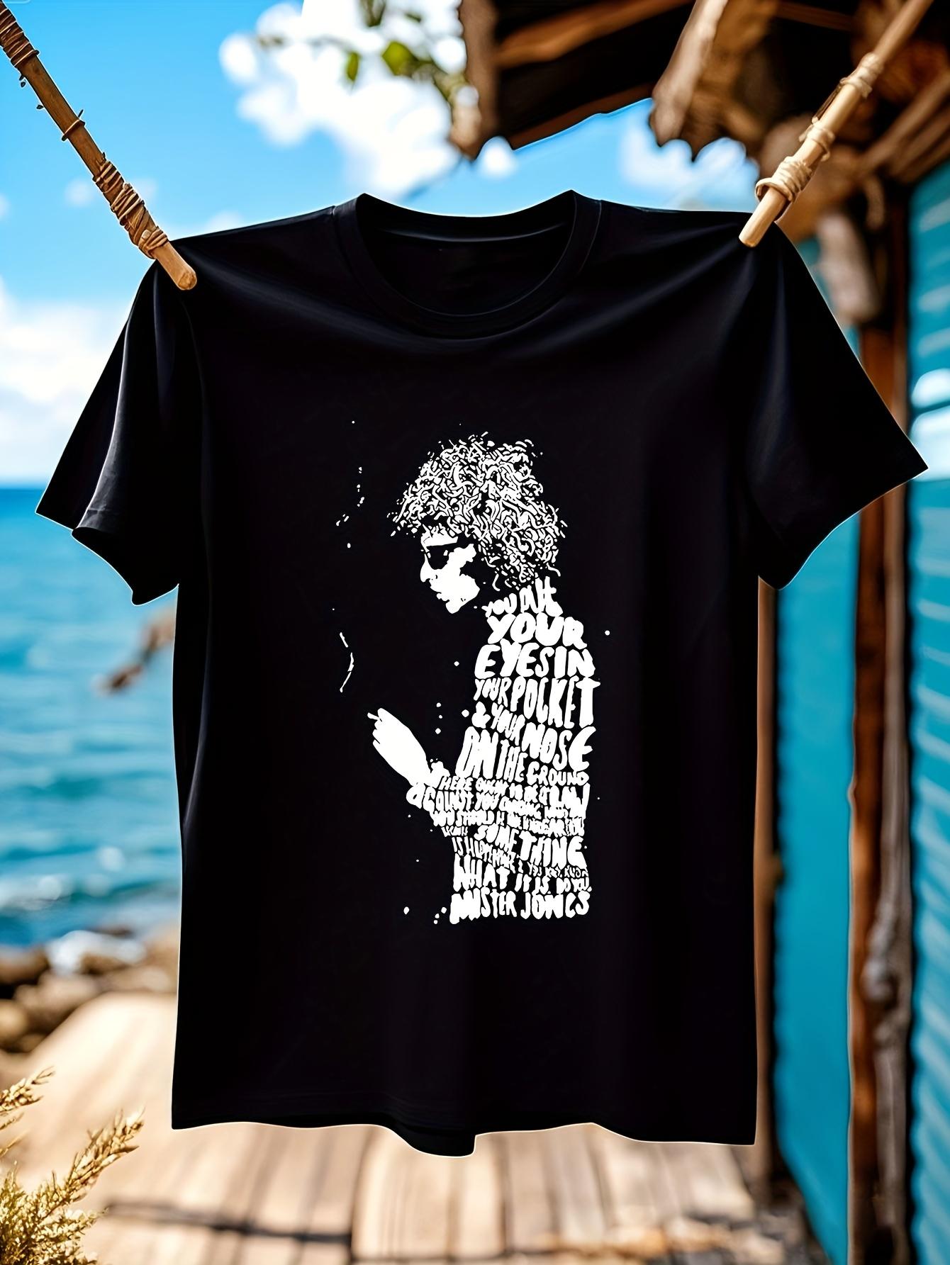 Vintage Bob Dylan Lyrics Graphic T-shirt - Retro Music Tee with Back Print XL