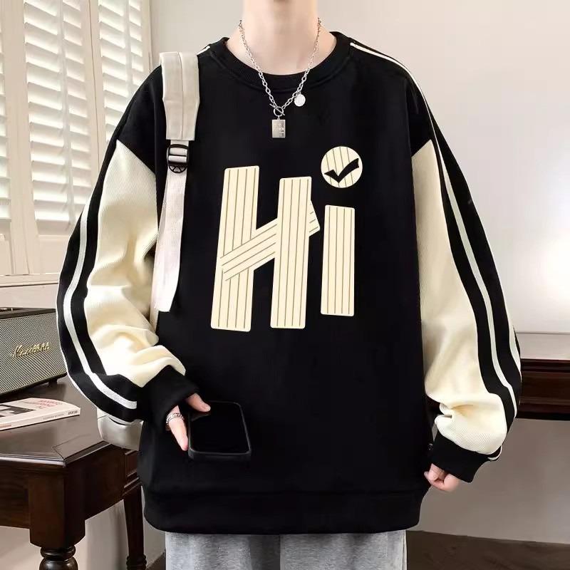 

Trendy Plus Size Men s Hoodie: Round Neck, Loose Fit, Long Sleeve, Casual Spring/Autumn Wear. 3XL for 82-90 kg чорний