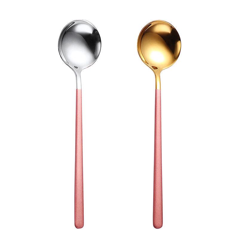 Zhishi Pink Silver Round Spoons 3-Pack