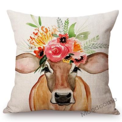 Nordische Aquarell Schöne Kuh Malerei Heim Dekoration Sofa Überwurf Kissenbezug Ölgemälde Baumwolle Leinen Stuhl Sitzkissenbezug
