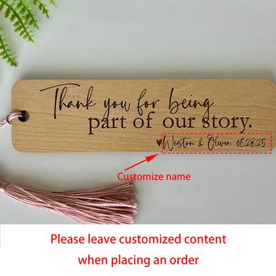 Marcador de Página Personalizado 6 Peças Lembrancinha de Casamento Madeira de Bordo Gravada Rústica com Borla Festa de Despedida de Solteira Madrinha Chá de Panela presente