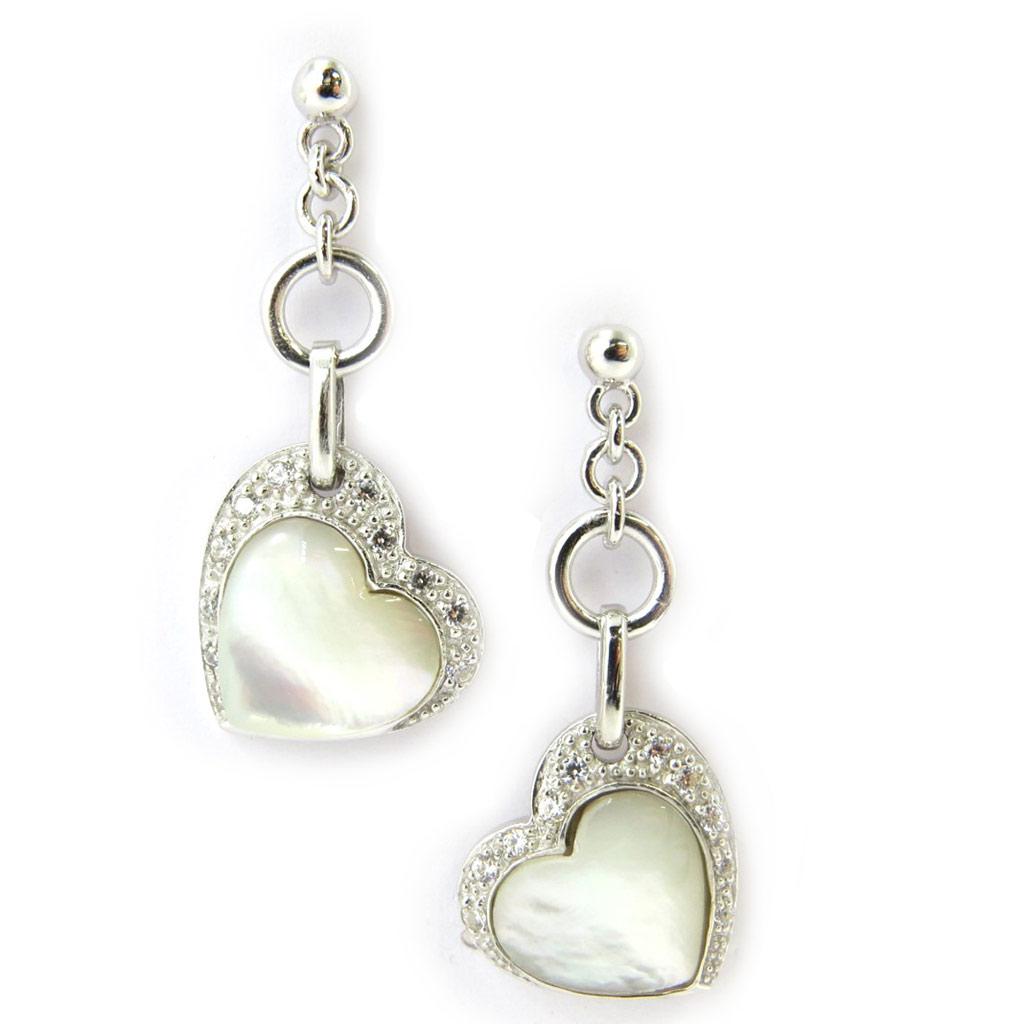 Altesse [M1165] - Pearly White 'Love' Silver Earrings