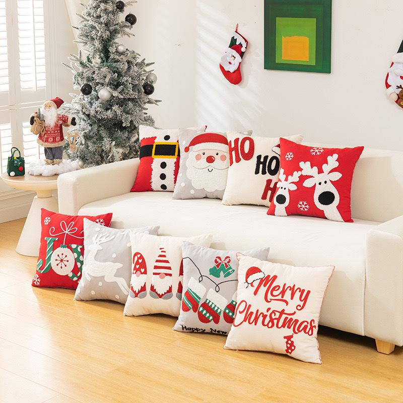 

Christmas Towel Embroidered Pillowcase Festive Home Sofa Pillow Christmas Pillow Living Room Cushion Cover 45 * 45Cm without pillow core