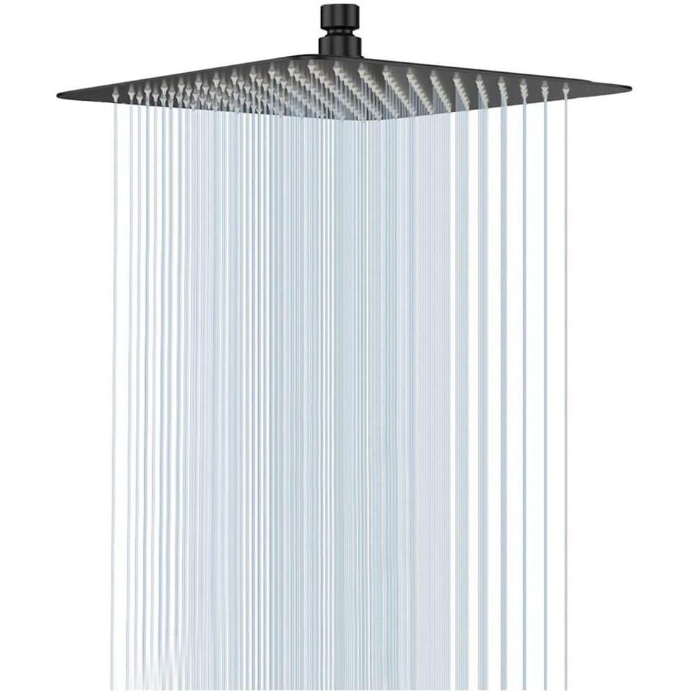 8"/10"/12" Large Rainfall Black Shower Head 304 Stainless Steel Square Rain ShowerHead Full Body Coverage Shower Set