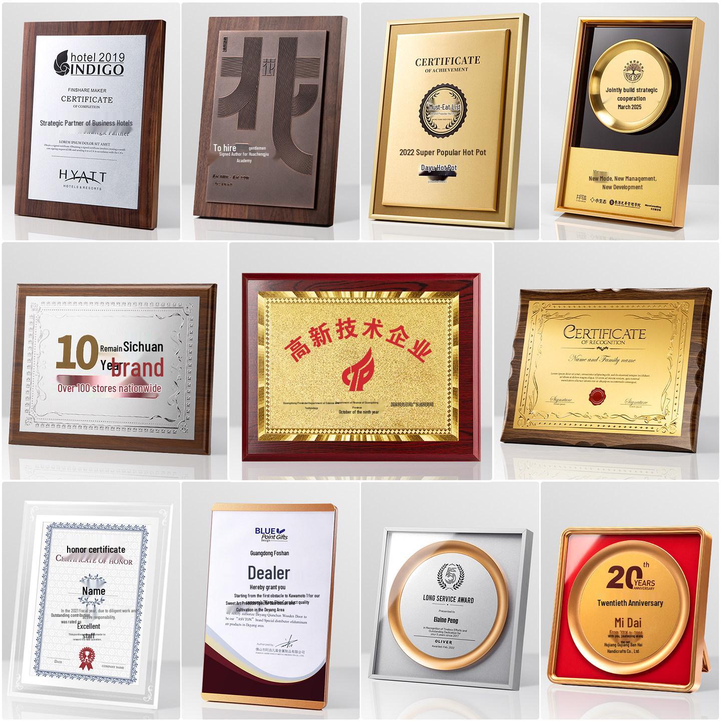 Custom Metal Medals & High-End Aluminum Alloy Plaques - Creative Honor & Authorization Trophies Bestseller