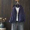 Cardigan con cappuccio e bottoni a pois stampati primaverili da donna