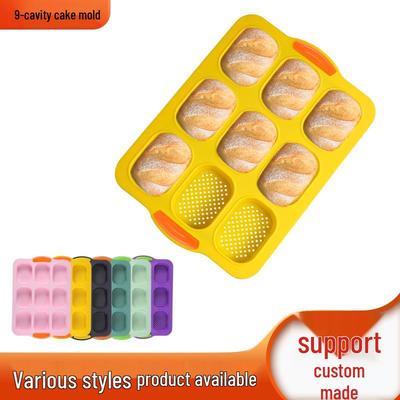 9-Cavity Non-Stick Silicone Oval Baguette Cake Mold for DIY Bread and Baking