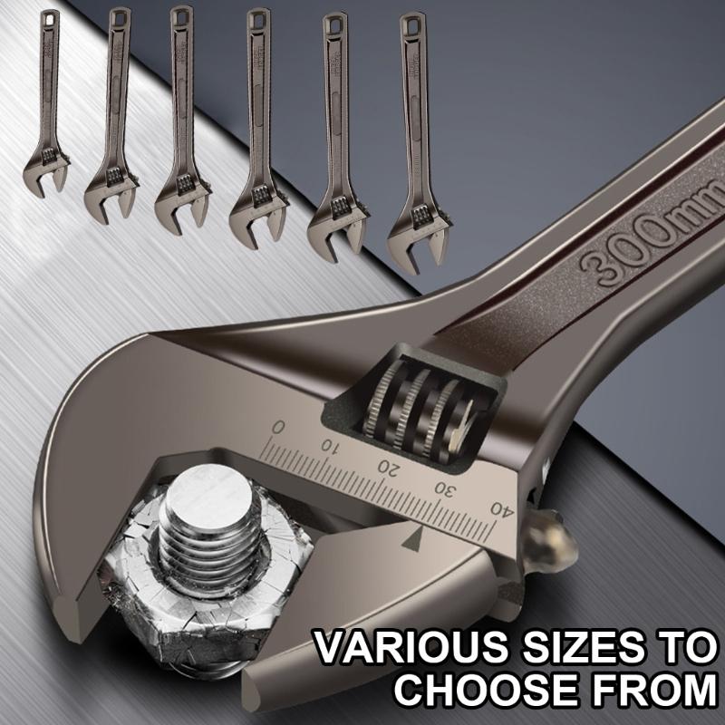 8-18inch Adjustable Wrench Wide Jaw Opening Precise Jaw Design Grips Measurement Scales Engraved On the Tool