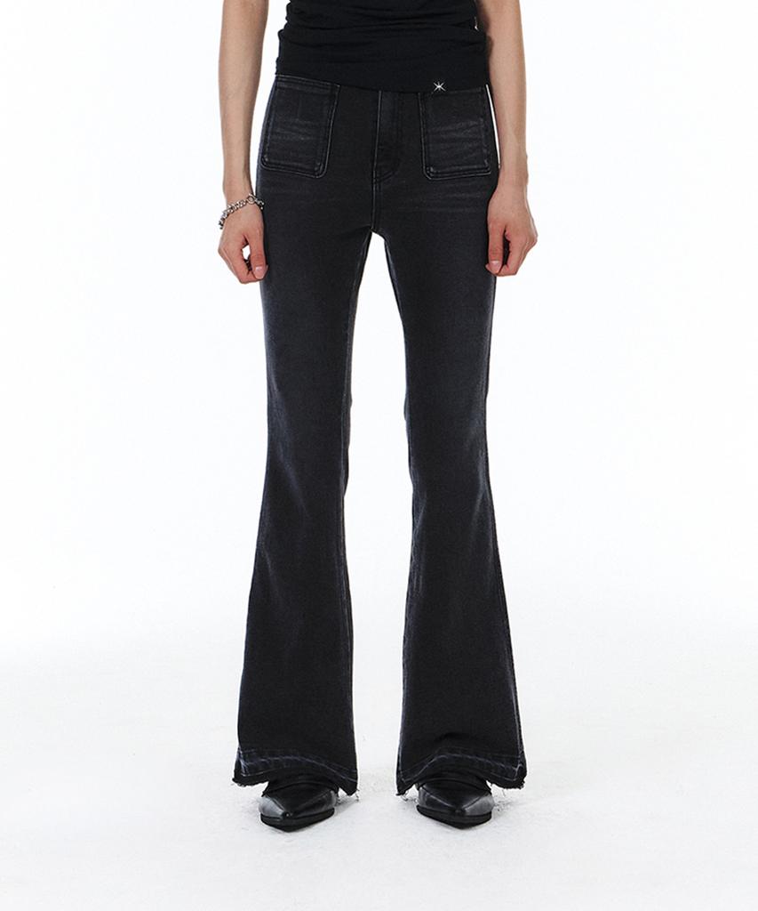 Yunse Front Pocket Bootcut Denim (Grey)