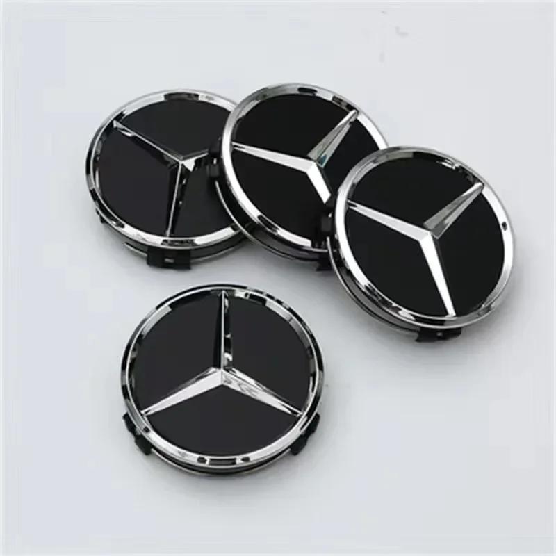 C200 E200 For Mercedes Benz 4PCS 75mm Car Wheel Center Cap Hub Covers Badge Accessories for Mercedes Benz AMG C E S GLE CLC Clas
