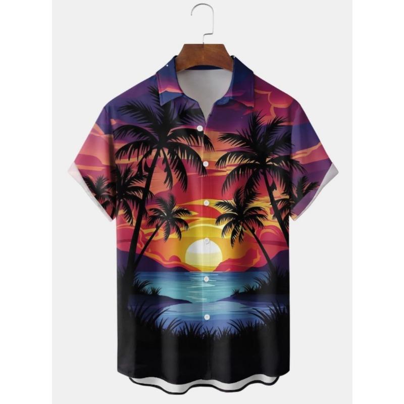 2026 Summer New Men's Top 3D Digital Printed Abstract Hawaiian Collar Short Sleeve Shirt