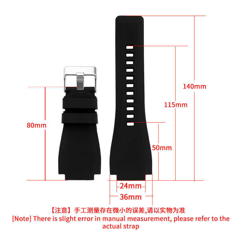 New Nature Black Blue Rubber Watchband Pin Buckle Accessories Bell Ross Strap BR01 BR03 22mm 24mm Outdoor Waterproof Wristband