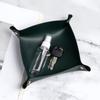 1pc 9.84inX9.84in Leather Storage Box Desktop Storage Tray Jewelry Cosmetic Key Stuff Storage Basket Folding Table Organizer