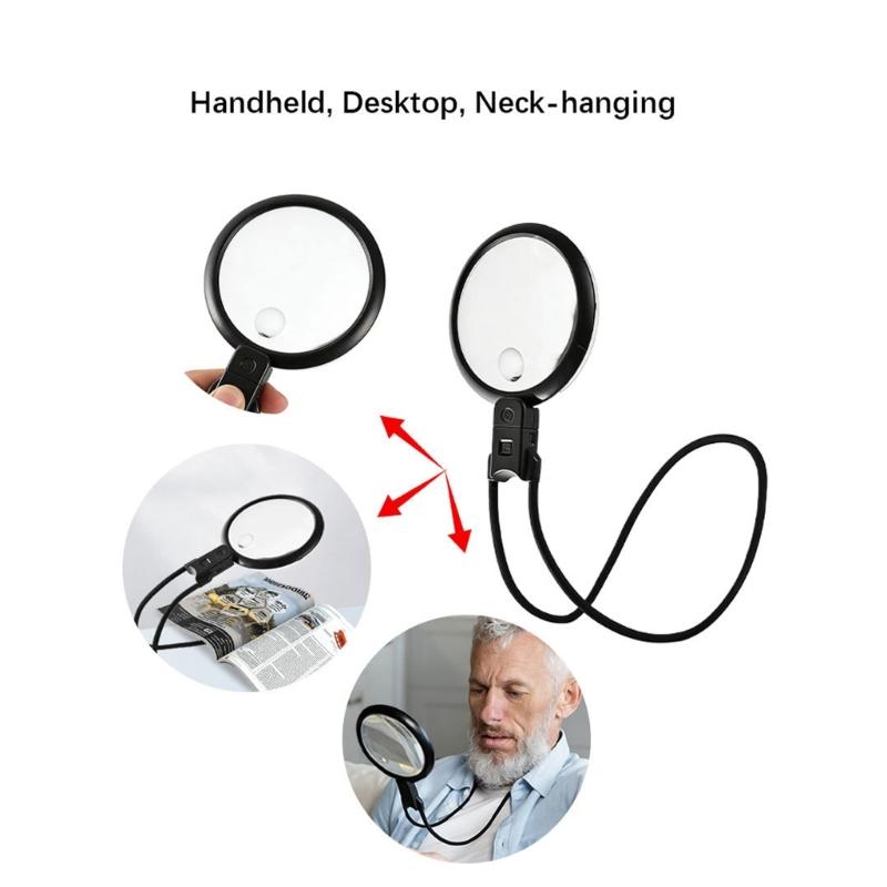 Magnifying Glass with Light Gooseneck Magnifier for Reading LED Large Magnifier for Book Handheld Neck Desktop Use