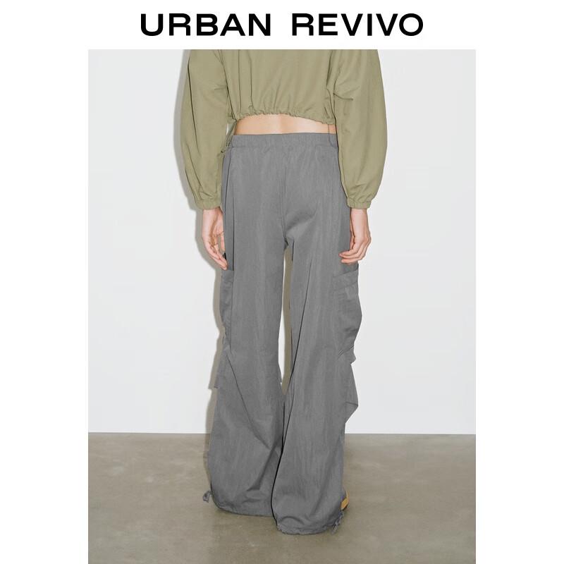 UR 2025 Autumn Women's Pleated Tie-Waist Cargo Wide-Leg Pants