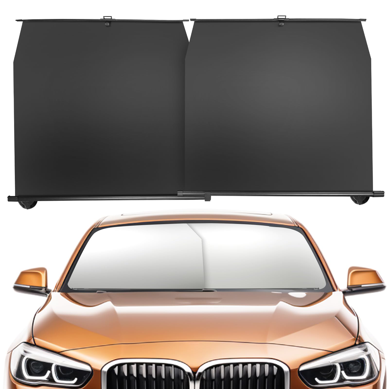

HAUXEL Auto Shrink Car Sun Shade for Windshield, Light Blocking, UV Shielding, Titanium Insulation, L (80 to 160 cm) чёрный