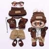 Retro motorcycle wind doll coat pants children's hats headphones glasses 15-17cm rag plush blind box doll dress up accessories
