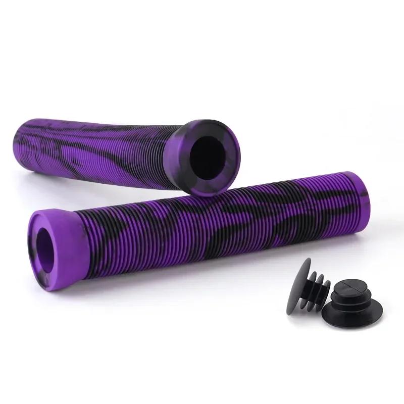 

165mm Bicycle Handlebar Long Grips Shockproof Scooter Bike Cuffs Rubber Anti-Slip MTB Handle Cover Soft Gauntlets Cycling Parts чёрно-фиолетовый